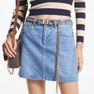 MICHAEL Michael Kors‎ Blue A-Line Mini Skirt size 4 Angel Blue Wash NWT